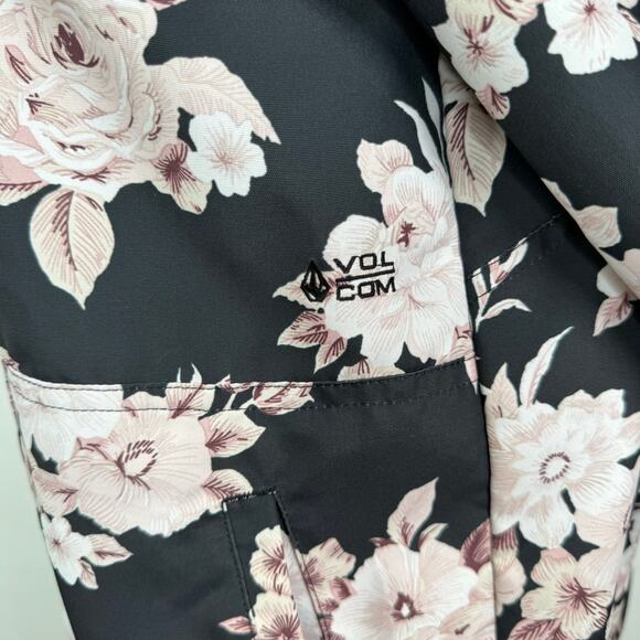 Volcom Floral Windbreaker Jacket Black Lightweight Ski Snowboard Outdoors Size S - Picture 11 of 15